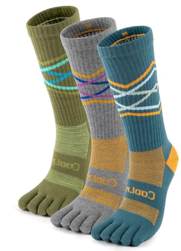 OrrinSports Toe Socks for Men and Women Cool-max Crew Running Socks Breathable Moisture Wicking,3 Pairs