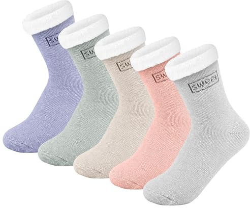 daqoupzi 5 Paires Chaussettes Chaudes Femme, Chaussettes Thermiques Femme, Chaussette Chaude 36-42, Chaussette Hiver femme Convient Comme Cadeau d'anniversaire ou Cadeau de Noël