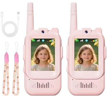 Video Walkie Talkie Niños - Alcance 100-400M, 4 Modos De Voz, Walkie-talkies Recargables De Largo Alcance, para Juegos Familiares De Niños Y Niñas, Juguete