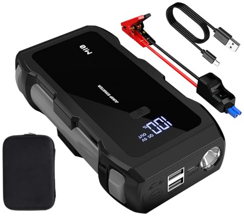 Arrancador portátil | 8000A 3 Modos de iluminación USB de Carga rápida - Paquete de Refuerzo de batería de Coche - para sedanes, Motocicletas, Barcos, caravanas, Motos de Nieve, Tractores, SUV