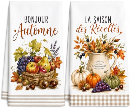 GAKVIBOPG 2 Pièces Torchon Cuisine Decoration Automne 60 X 40 Cm