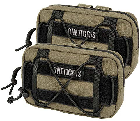 OneTigris EDC Futterbeutel für Hunde, Pouch Zusatztasche für Hunderucksack MOLLE Futterbeutel Hundetraining Geeignet für Hundegeschirren (2 Stück - Coyote Braun)
