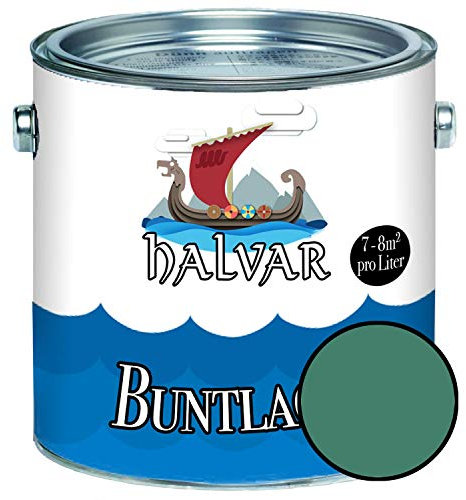 Kulörlack för trä & metall matt grön RAL 6000-6037 trälack inomhus & utomhus robust syntetharslack vädertålig & perfekt långtidsskydd (1 L, RAL 6000 Patinagrön) Halvar