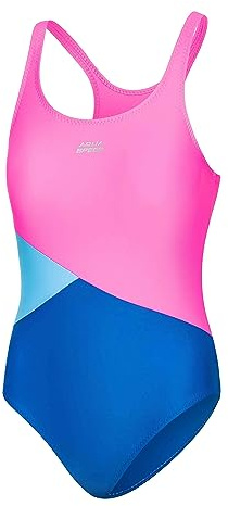 Aqua Speed Emily Baddräkt | flickor | tonåringar | 134–164 | UV-skydd | elastisk | ogenomskinlig | klorbeständig, Blå, rosa, ljusblå, 32, 116 cm