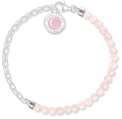 THOMAS SABO Pulsera con abalorios y eslabones de plata 925 reciclada, esmalte frío A2130-067-9, 14,00-17,00 cm, Plata de ley, No es una piedra preciosa