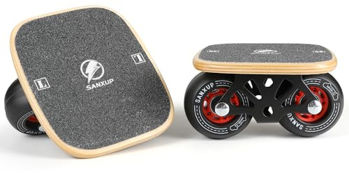 FreeSkates Portable Roller Road Drift Skates Plate, Maple Deck Anti-Skid Plate, Split Skateboard with PU Wheels, high-end Bearings(Black)