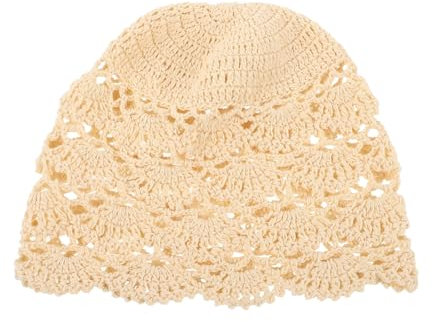 PACKOVE Vintage-Turban lässige Mütze damen hut Turban-Mütze Hüte halstuch damen Frauen gehäkelte Mütze Hut aushöhlen Frühling und Sommer Deckel Melonenhut Filzhut Fräulein Tee Hut Weiß