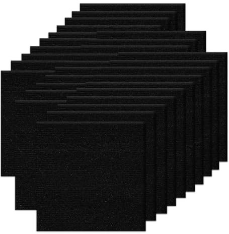 Orgthin Carpet Tiles Peel and Stick, Self Adhesive Carpet Floor Tile 30 x 30 cm, Black Soft Padded Flooring Sticker, Home Decor for Bedroom, Living Room, Office, 30 Tiles per Box, 2.7 sq m per Box