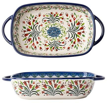 SSWH Cazuela De Cerámica con Asas, Cazuelas para Horno, Fuentes para Hornear De Porcelana, Fuente para Hornear, Sartén para Lasaña Profunda Rectangular De Cocina(Size:1PCS,Color:C)