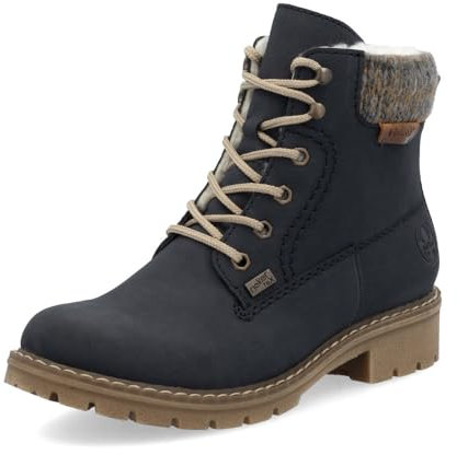 Rieker Damen Schnürstiefeletten Y9118, Frauen Stiefeletten, wasserabweisend, riekerTEX,Bootee,Booties,halbstiefel,blau (14),38 EU / 5 UK