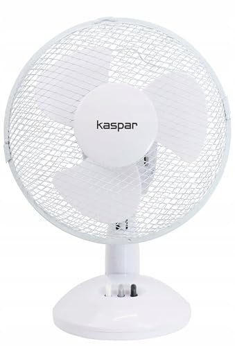 KASPAR Ventilatore da tavolo 23 cm 21 W scrivania bianco con 3 velocità del vento funzione oscillante 21 W 23 cm diametro bianco
