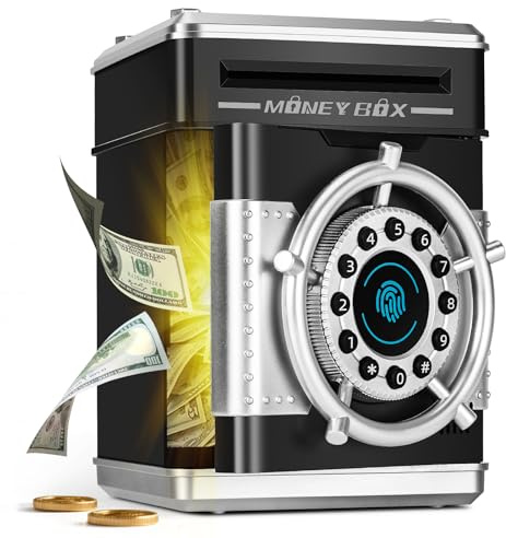 Yellcetoy Hucha Electrónica para Niños, Timón Caja Fuerte con Código de Seguridad y Música, Cumpleaños Navidad Regalos para Niño Niñas 3 4 5 6 7+ Años Negro
