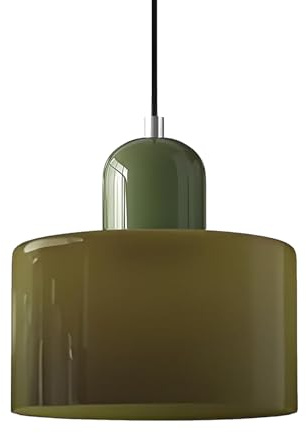 XIRYTU-H 20cm Moderne Skandinavische Pendelleuchte aus Glas, E27 Hängelampe, Höhenverstellbar (200 cm), Metall & Glas, Für Küche, Esszimmer, Café, Bar – Mehrere Farben (Olivgrün)