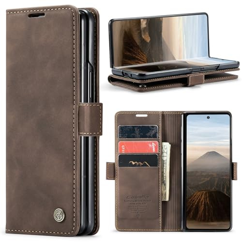 Phernykas Wallet Case for Z Fold 7, Coffee