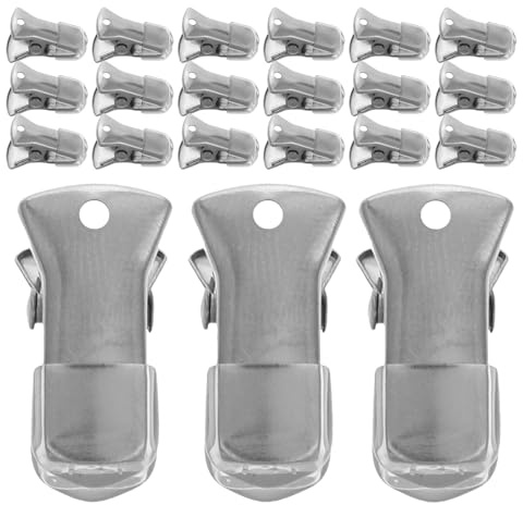 SOPOTUTU 50 Pièces Clips Métal Argenté Miniatures Pinces Crocodile Antidérapantes à Bouche Plate Supports Badge Id DIY pour Lanyards Vêtements Accessoires et Papier Maintien Sécurisé Au