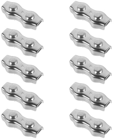 BUGUUYO Set da 10 Morsetti per Cavi Metallici Duplex in Acciaio Inox M4, Morsetto per Fune Doppia Doppio Bullone, Clip per Cavi Resistente alla Ruggine per Uso Esterno e