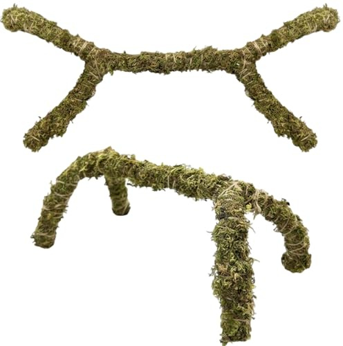 SrgPui Leopard Gecko Tank Accessories, Crested Gecko Tank Accessories with Flexible Moss Vine, Natural Vivarium Decoration for Reptile Habitat, 30cm Length with 4 Branches