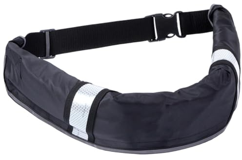 Chalecos Salvavidas para Adultos, cinturón Salvavidas Inflable Ajustable automático con Silbato y Tira Reflectante Negro