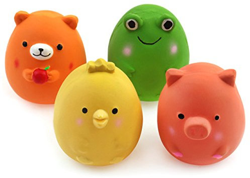 Chiwava 4 Stücke 6cm Quitschende Hundespielzeug aus natürlichem Latex - Lustige Tier - Sets für kleine Hunde, zum schnellen Fangen und Spielen