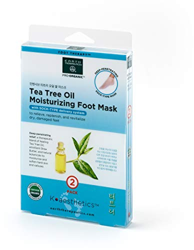 Earth Therapeutics Tea Tree Oil Moisturizing Foot Mask - 2 Pack (2 Pairs)