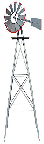 VINGLI 8FT Ornamental Windmill Backyard Garden Decoration Weather Vane, Heavy Duty Metal Wind Mill w/ 4 Legs Design (Grey, 8, Feet, 21.6, Inches, 8.00, Feet, 25.98, Inches, 25.98, Inches)