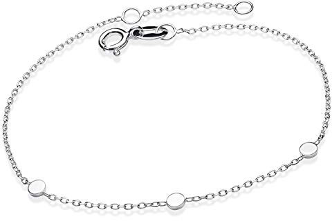 MATERIA Zirkonia Armband Silber 925 - Damen Mädchen Armkette 16-18,5cm verstellbar rhodiniert nickelfrei in Etui SA-111-Silber