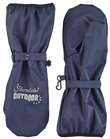 Sterntaler Handschuh mit Stulpe uni - Jungen Matsch Handschuhe mit langem Schaft, verschweißten Nähten und reflektierendem Detail - gefütterte Baby und Kinder Regen Fäustlinge, marine, Größe 3