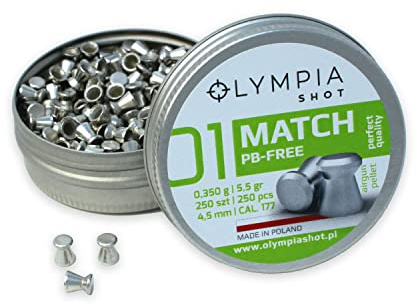 PREDATOR Olympia Shot Match Air Gun Pellets | .177 Caliber (4.5 mm), 5.5 gr | Flat Wadcutter Head for Target Shooting | 250 Count