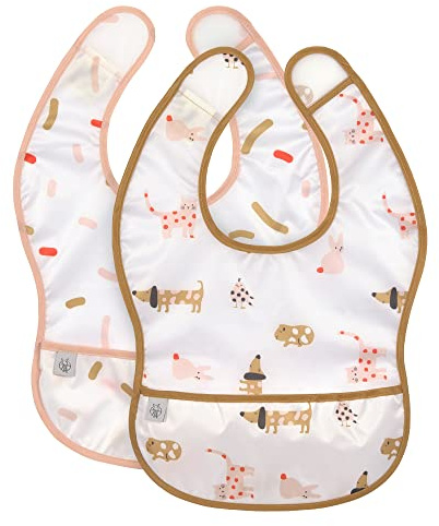 Lässig Bavoir bébé set 2 pcs. avec protection anti-chute imperméable velcro/Lightweight Bib spicy orange