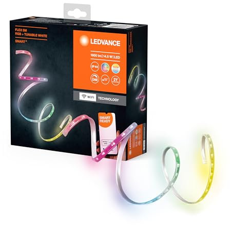 LEDVANCE SMART+ WIFI OUTD FLEX 5M LED-Streifen, weiß, 14W, 850lm, warm- bis kaltweiß steuerbar, RGB-Licht, für Außenbereich, App-steuerbar, lange Lebensdauer, einfache Montage, Schutzklasse IP44