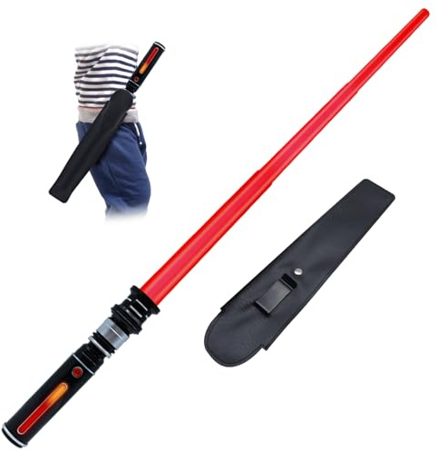 ANNDOFY Light Up Saber for Kids, Red Light Swords with FX Sound, Expandable Light Swords Set for Galaxy War Fighter Warriors Halloween Dress Up Parties (with Belt Clip)