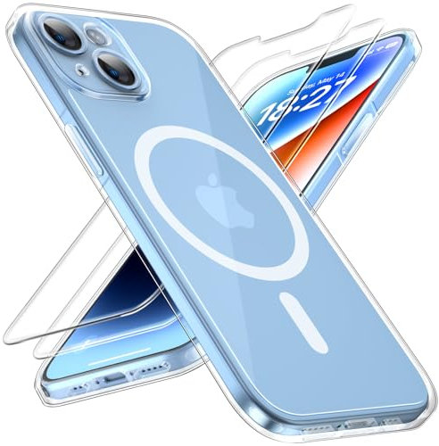 TOCOL für iPhone 14 Hülle für Magsafe, Vollständiger Kameraschutz Nie Vergilbung Stoßfest Kratzfest Magnetisch Handyhülle für iPhone 14 Case, Transparent