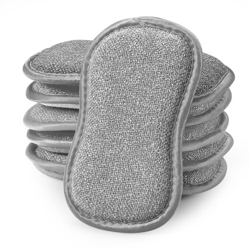 Surfela 6 Pièces Eponge Réutilisable Lavable, Eponges Vaisselle Doubles Durable, 15×8×1.5cm Microfibre Eponges Lavable Douces Idéal pour la Cuisine, la Salle de Bain, l’évier, Les plaques de Cuisson