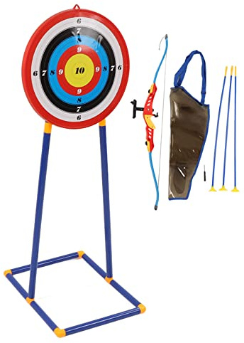 Ensemble de Flèches à L'Arc pour Enfants, Simulation Jeu de Tir à L'arc Jeu de Flèches d'Aspiration Tir à L'arc Jouets d'entraînement pour Enfants avec Cible Debout Amovible