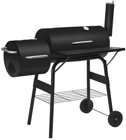 YTYTU Barbacoa Portátil A Carbó, Barbacoa De Carbón De Barril Grande con Indicador De Temperatura, Ahumador Y Barbacoa 2 En 1, para Acampar Al Aire Libre, Patio Y Jardín