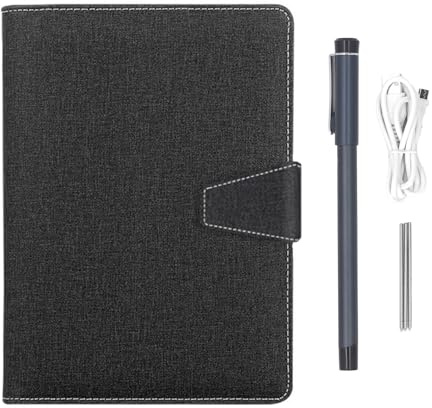 Annadue Digital Notebook with Smart Pen, 3 in 1 OCR Recognition Real Time Sync, Bluetooth 5.0 Smartpen Set for Android, Offline Storage and Playback. (Linen Pattern Black)
