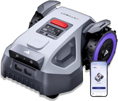 ANTHBOT M9 Robot cortacésped inalámbrico, NetRTK, 4G, batería de 5000 mAh, Recomendado 1000 m², máximo 1200 m², Pendiente de 24° (45%), soporta 2RTK diseñado para Jardines Delanteros y Traseros