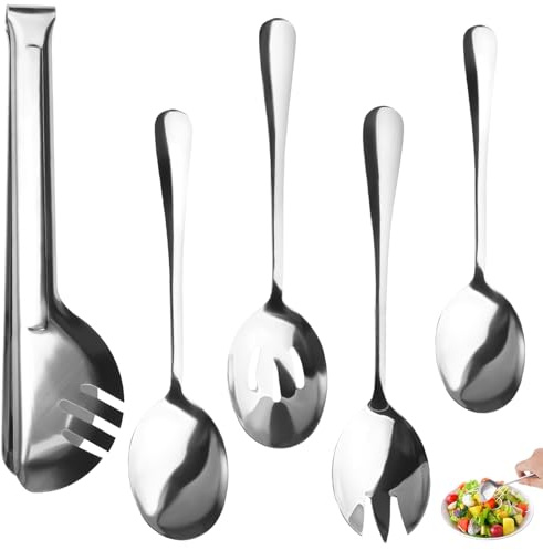 5 stycken serveringsskedar stort rostfritt stål | serveringsskedset i rostfritt stål med långt handtag, rostfritt stål slitsad serveringssked, serveringsbestick