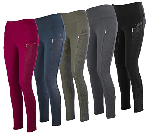 Lazura - Damen Reitleggings Silikon Vollbesatz Diana pinie 38