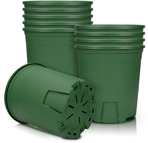 Muzhira Pots de Fleurs, 12.4cm 5pcs Pots de Plantes en Plastique avec Trou de Drainage pour Intérieur, Extérieur, Jardin - Vert