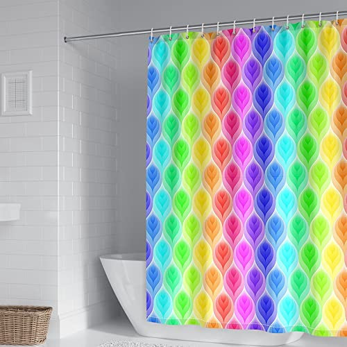 Duschrollo für Badewanne, Duschvorhang Motiv Polyester Mehrfarbiges Blättermuster Schöner Duschvorhang 150X180cm