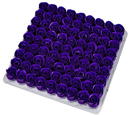 MoreChioce Künstliche Rosen Blumen Schaumrosen, 81 Stück Kunstblumen Rosenköpfe Rosen Blumen Foamrosen Gefälschte Rosen Schaum Blumenköpfe für Hochzeit Blumensträuße Heimdekoration,Lila