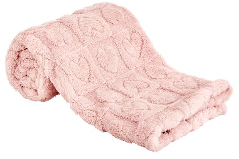 Yurhap Fleece Baby Blanket Heart Checkered Blanket, Ultra Soft Cozy Baby Blankets for Girls Boys, Fluffy Infant Toddler Newborn Receiving Blankets for Crib Stroller 30”×40” (Light Pink)