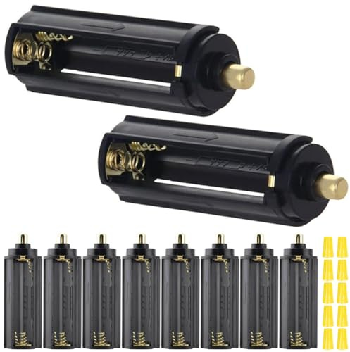 MKBKLLJY 10 st AAA-batterihållare spetsig svart cylindrisk batteriförvaring fodral hållare 3 x 1,5 V AAA-batterier till 18650 batterier med ledningslock för 3 x 1,5 V AAA-batterier ficklampa ficklampa
