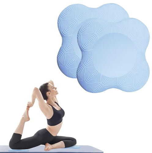 Kniekissen Yoga, 2 Stücke Rutschfest Yoga Knie Padmatte 20x20cm Knieschoner Matte Unterstützung der Knie Handgelenke und Ellenbogen, für Fitness Pilates (Blau)