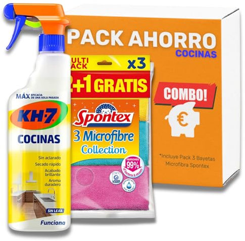 Kits Kh7 Cocinas + 3 Bayeta | Cocina Limpia y Brillante de una sola pasada | Pack Ahorro KH-7 Cocinas con 3 Bayetas incluídas
