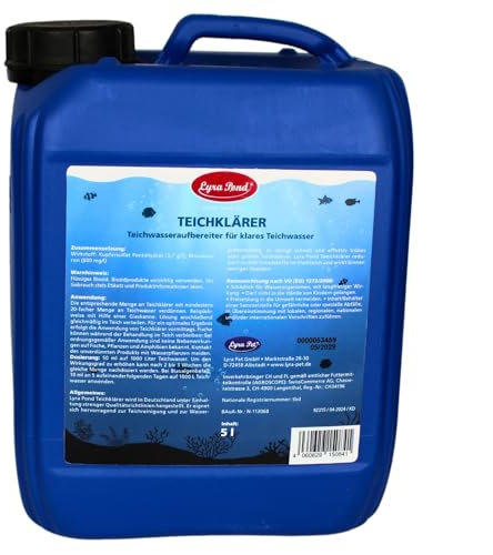 Lyra Pond® 5 Liter Teichklärer | Wirkt gegen die häufigsten Algenarten | Für klares Teichwasser | Langanhaltende Wirkung | Reduziert die Algenneubildung | Nicht schädlich für Fische & Pflanzen