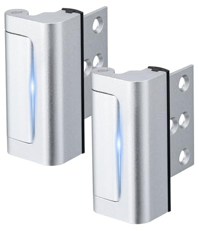 Husfunov 2 Pack Home Security Door Lock,Childproof Door Reinforcement Lock,with 3 Stop Withstand 800 lbs,for Inward Swing Doors,Night Kids Safety Metal Flip Lock Deadbolt Latch (Silver)