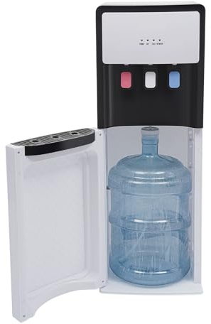 Dispensador de agua recargable de suelo, blanco, 500 W de agua caliente y agua fría de 90 W, protección contra sobrecalentamiento, práctico para uso doméstico y de oficina