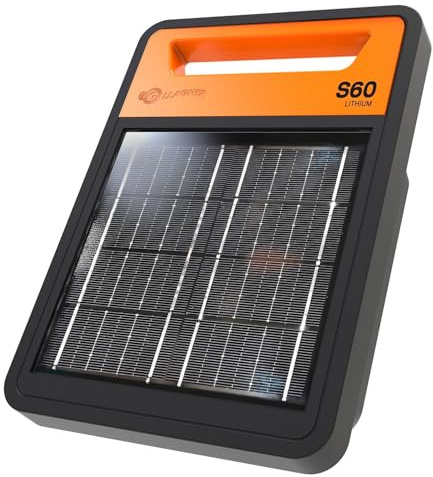 Gallagher S60Li Appareil de clôture solaire avec batterie au lithium – Clôture électrique pour chevaux, bovins, moutons, cerfs et cerfs, porcs, chèvres, renards – Convient pour les clôtures de